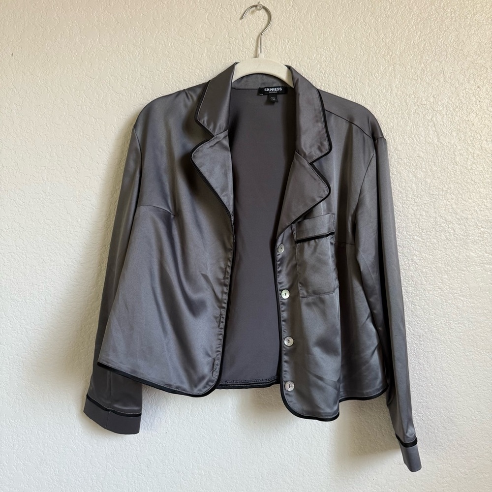 Express Gray Satin Pajama Top